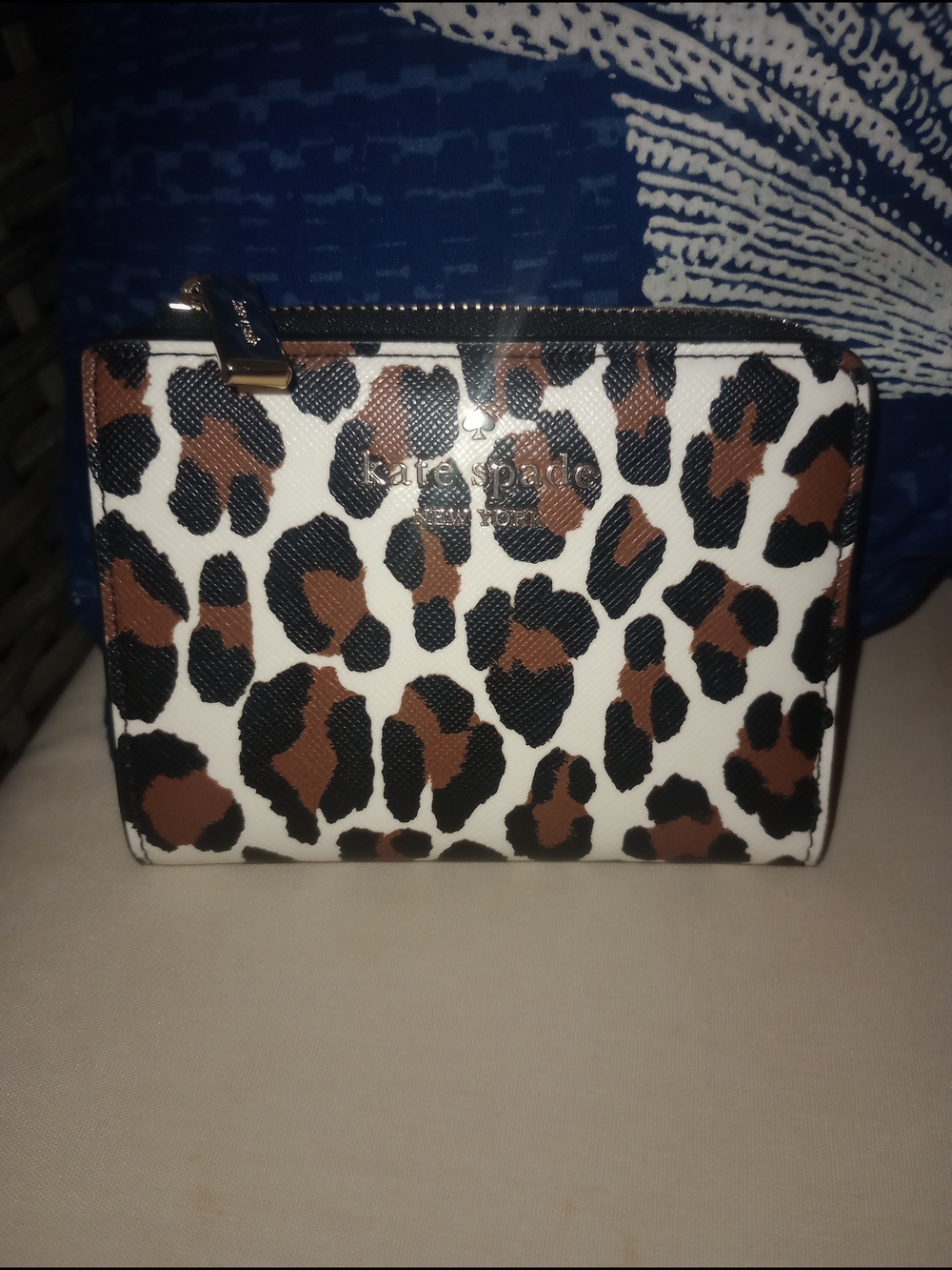 Kate Spade Spotted Leopard Cream Madison Bifold Wallet NWT